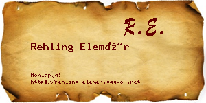 Rehling Elemér névjegykártya